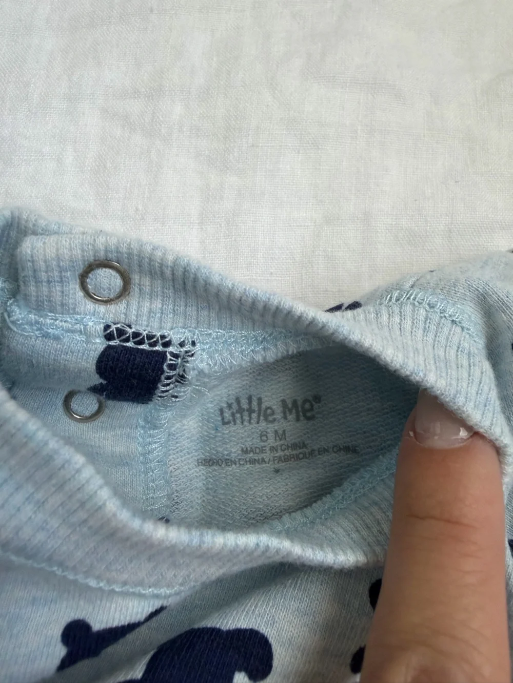 Little Me Light Gray Jacket with Navy Bear Print